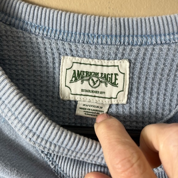 American Eagle Outfitters Textured Fleece Baby Blue Oversized Sweatshirt Size XS - Picture 7 of 7